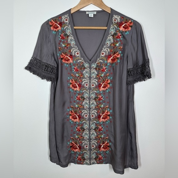Sundance Embroidered Boho V Neck Top XS - Picture 1 of 7